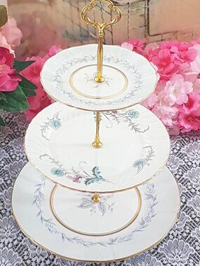 Wedding 3 Tier Bone China Cake Stand | Handmade Tea Party Dessert Server